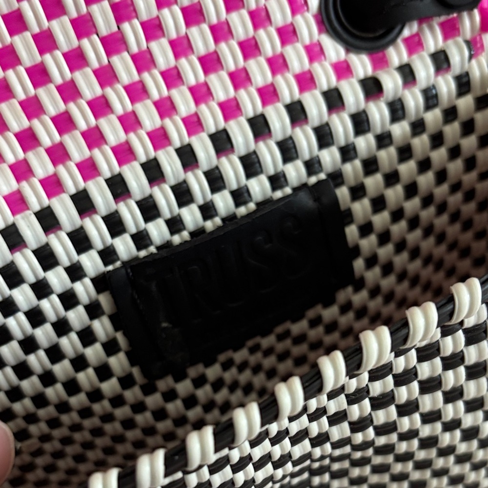 TRUSS Pink, orange and White Woven Handbag - Picture 4 of 4